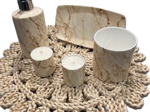 Seville Marble effect 5 Piece Bathroom Set (with medium candles)