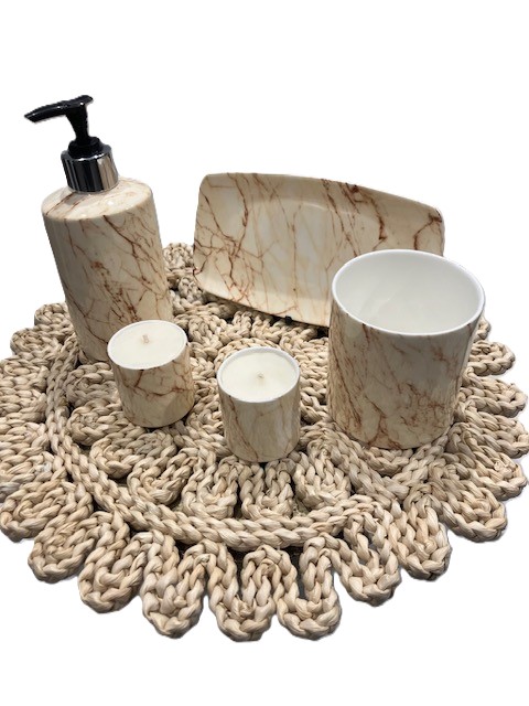 Seville Marble effect 5 Piece Bathroom Set (with mini candles)