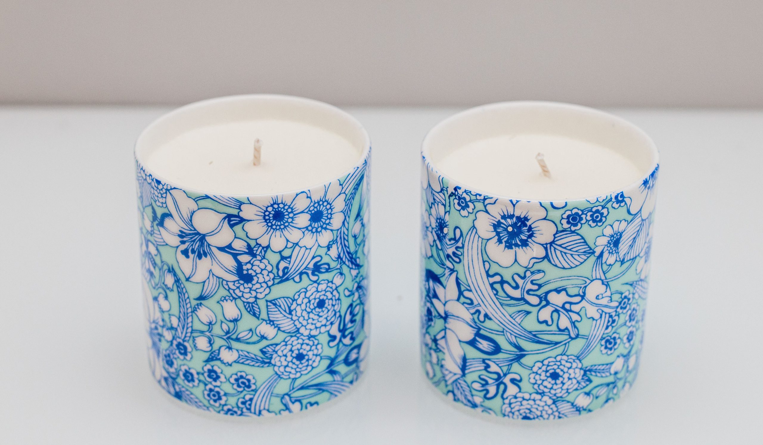 Valencia Blue pair of mini scented candles