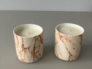 Seville Marble-effect pair of mini scented candles